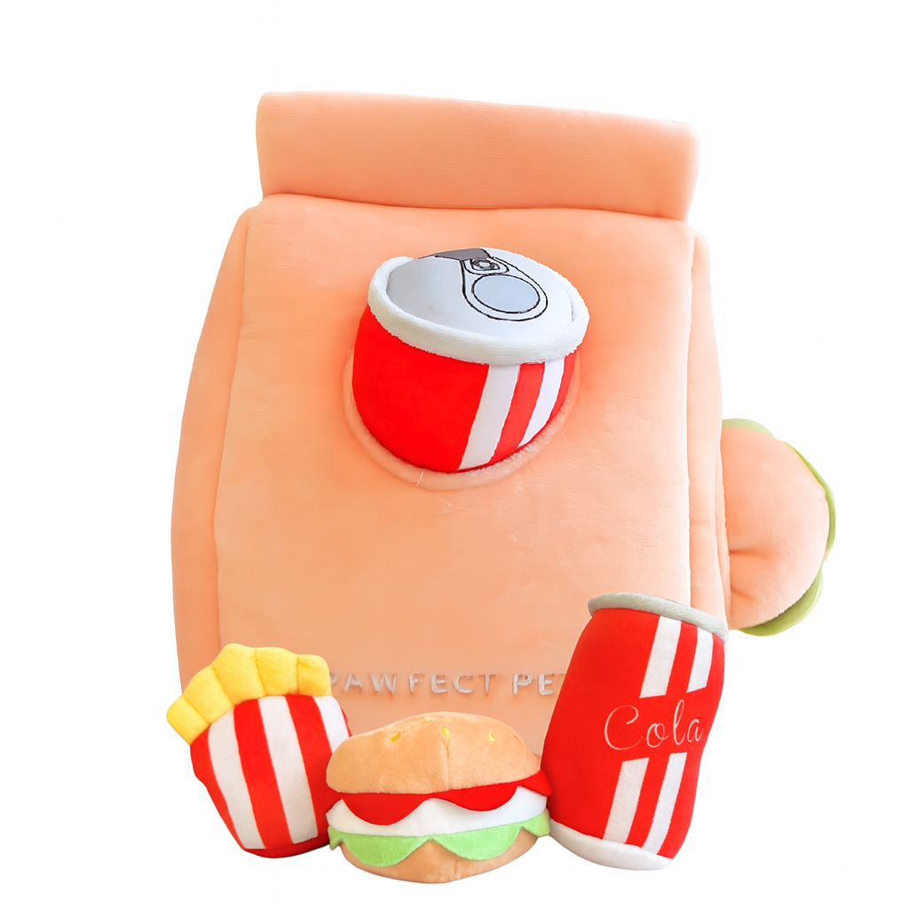 Pawfect Lunch Pack 4-in-1 Interactive Set – Crinkle, Squeak & Hide-and-Seek Enrichment Dog Toys